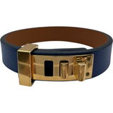 エルメス HERMES ミニドッグブレスレット ブルー/ブラウン ゴールド金具 スイフト アクセサリー