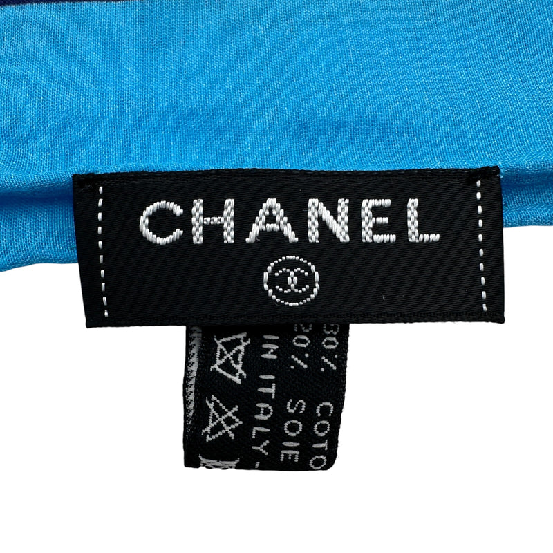 シャネル　CHANEL スカーフ 100%コットン シャネル CHANEL スカーフ ホワイト/ブルー/オレンジ コットン/シルク