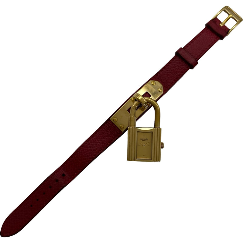 HERMES ケリーウォッチ　腕時計 ゴールド/バーガンディ エルメス HERMES ケリーウォッチ KE1.201 ゴールド ゴールドプレー