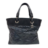 シャネル CHANEL パリビアッツトートMM A34209 ブラック シルバー金具 コーティングキャンバス レディース トートバッグ