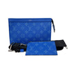ルイ・ヴィトン LOUIS VUITTON ガストン・ウェアラブルウォレット M83099 ブルー　シルバー金具 モノグラムキャンバス　×タイガレザー メンズ ショルダーバッグ