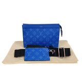 ルイ・ヴィトン LOUIS VUITTON ガストン・ウェアラブルウォレット M83099 ブルー　シルバー金具 モノグラムキャンバス　×タイガレザー メンズ ショルダーバッグ