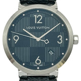 ルイ・ヴィトン LOUIS VUITTON タンブール スリム ダミエ グラフィット デイト Q1D07 ブラック ステンレススチール クオーツ メンズ 腕時計
