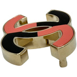 シャネル CHANEL ココマークブローチ ピンク/ブラック ゴールド金具 メタル アクセサリー