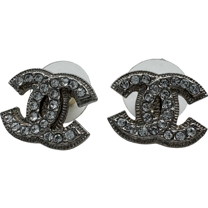 値下!【CHANEL】シャネル ココマーク クリアストーンピアス シルバー シャネル CHANEL ココマークピアス シルバー ラインストーン