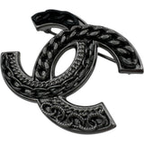 シャネル CHANEL ココマークブローチ ブラック×シルバー金具 メタル アクセサリー
