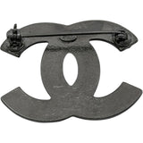シャネル CHANEL ココマークブローチ ブラック×シルバー金具 メタル アクセサリー