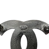 シャネル CHANEL ココマークブローチ ブラック×シルバー金具 メタル アクセサリー