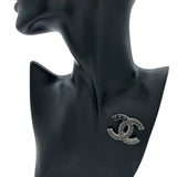 シャネル CHANEL ココマークブローチ ブラック×シルバー金具 メタル アクセサリー