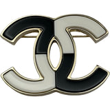 シャネル CHANEL ココマーク ブローチ ホワイト/ブラック ゴールド金具 レジン アクセサリー