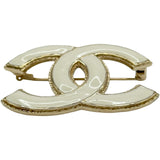 シャネル CHANEL ココマークブローチ ホワイト/ゴールド金具 レジン アクセサリー