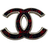 シャネル CHANEL ココマークブローチ レッド/ブラック ゴールド金具 ツイード アクセサリー