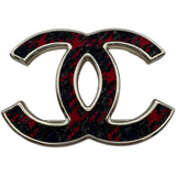 シャネル CHANEL ココマークブローチ レッド/ブラック ゴールド金具 ツイード アクセサリー