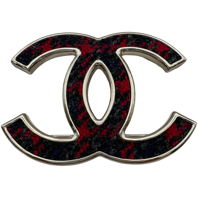 シャネル CHANEL ココマークブローチ レッド/ブラック ゴールド金具