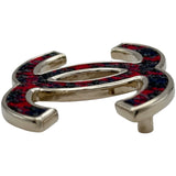 シャネル CHANEL ココマークブローチ レッド/ブラック ゴールド金具 ツイード アクセサリー
