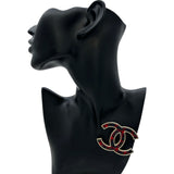 シャネル CHANEL ココマークブローチ レッド/ブラック ゴールド金具 ツイード アクセサリー