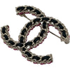 シャネル CHANEL ココマークブローチ ブラック/ピンク ゴールド金具 メタル/レザー アクセサリー