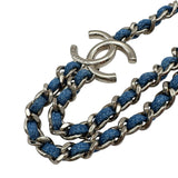 シャネル CHANEL チェーンネックレス ブルー シルバー金具 デニム アクセサリー