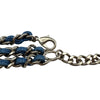 シャネル CHANEL チェーンネックレス ブルー シルバー金具 デニム アクセサリー
