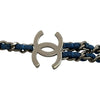 シャネル CHANEL チェーンネックレス ブルー シルバー金具 デニム アクセサリー