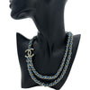 シャネル CHANEL チェーンネックレス ブルー シルバー金具 デニム アクセサリー