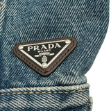 プラダ PRADA トライアングルロゴ半袖デニムジャケット GFB316 ブルー コットン レディース デニムジャケット