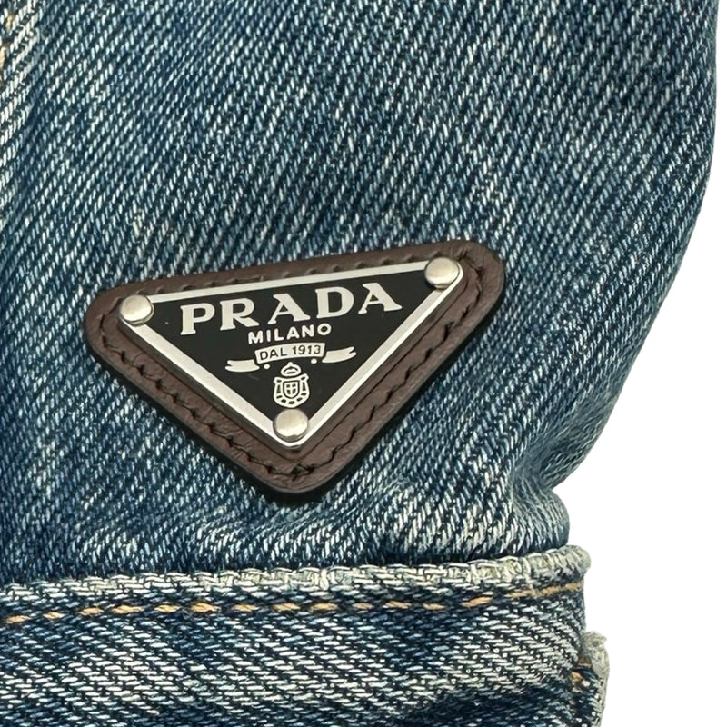 プラダ PRADA トライアングルロゴ半袖デニムジャケット GFB316 ブルー