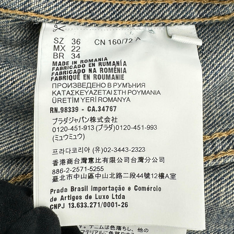 プラダ PRADA トライアングルロゴ半袖デニムジャケット GFB316 ブルー