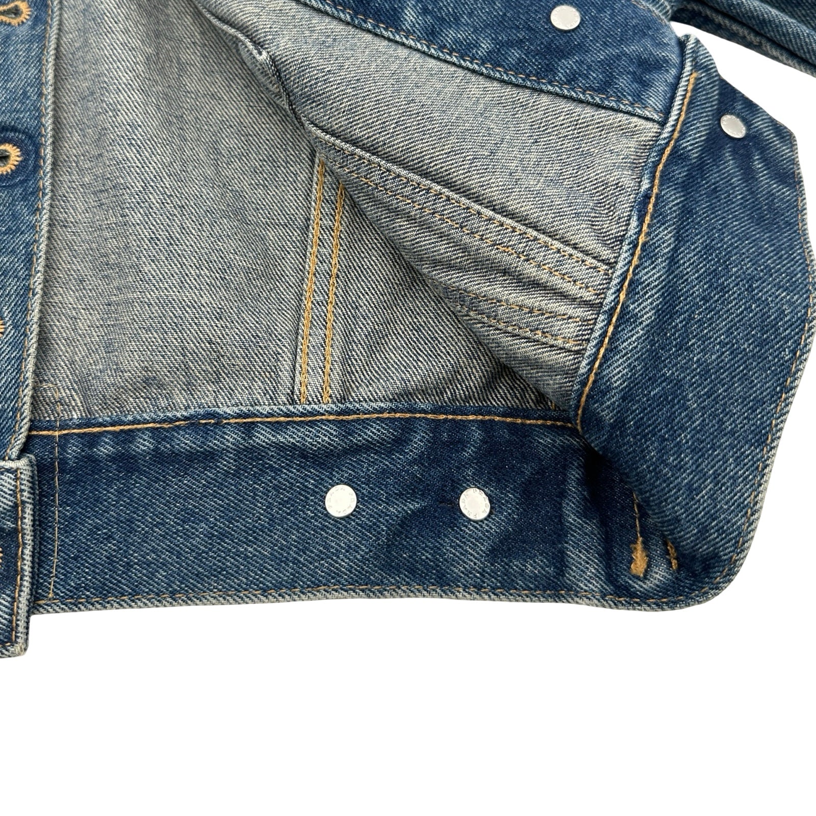 プラダ PRADA トライアングルロゴ半袖デニムジャケット GFB316 ブルー