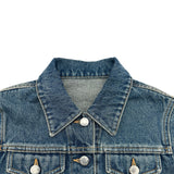 プラダ PRADA トライアングルロゴ半袖デニムジャケット GFB316 ブルー コットン レディース デニムジャケット