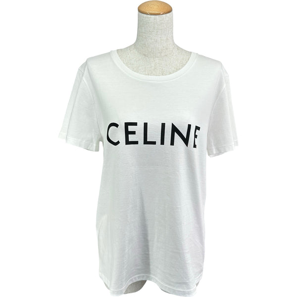 CELINE ロゴプリント Tシャツ ホワイト セリーヌ CELINE ロゴプリントTシャツ 2X314916G ホワイト コットン