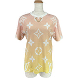 ルイ・ヴィトン LOUIS VUITTON ジャイアントモノグラム総柄プリントTシャツ FLTS03 ピンク コットン レディース 半袖Ｔシャツ