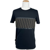 フェンディ FENDI FFメッシュ切替Tシャツ FAF532 ブラック コットン メンズ 半袖Ｔシャツ