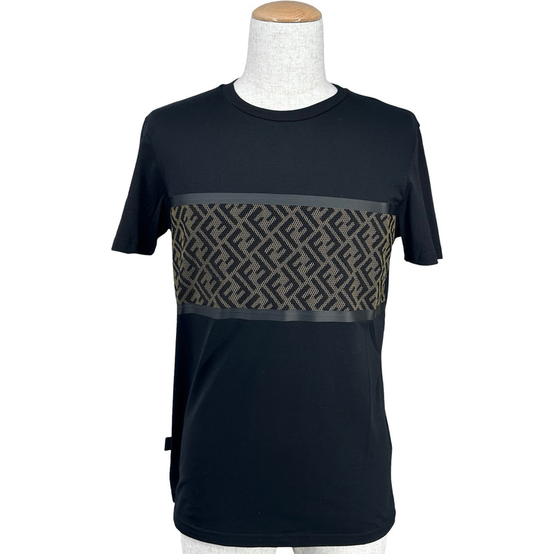 フェンディ FENDI FFメッシュ切替Tシャツ FAF532 ブラック コットン
