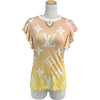 ルイ・ヴィトン LOUIS VUITTON ジャイアントモノグラム総柄フリルTシャツ FLTS01 ピンク コットン レディース 半袖Ｔシャツ