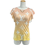 ルイ・ヴィトン LOUIS VUITTON ジャイアントモノグラム総柄フリルTシャツ FLTS01 ピンク コットン レディース 半袖Ｔシャツ
