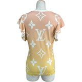 ルイ・ヴィトン LOUIS VUITTON ジャイアントモノグラム総柄フリルTシャツ FLTS01 ピンク コットン レディース 半袖Ｔシャツ