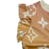ルイ・ヴィトン LOUIS VUITTON ジャイアントモノグラム総柄フリルTシャツ FLTS01 ピンク コットン レディース 半袖Ｔシャツ