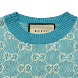 グッチ GUCCI GG総柄ショートスリーブ ニットトップス 629456 ブルー ウール/コットン レディース セーター
