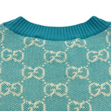 グッチ GUCCI GG総柄ショートスリーブ ニットトップス 629456 ブルー ウール/コットン レディース セーター