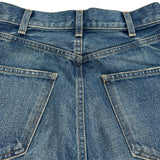 セリーヌ CELINE トリオンフチェーン装飾ウォッシュデニムパンツ ブルー コットン レディース デニムパンツ