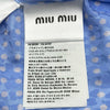 ミュウミュウ miu miu ビジュー装飾ベルテッド ドット柄ワンピース MF3895 ブルー シルク レディース ワンピース