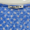ミュウミュウ miu miu ビジュー装飾ベルテッド ドット柄ワンピース MF3895 ブルー シルク レディース ワンピース