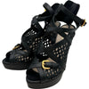プラダ PRADA メッシュレザーヒールサンダル 1AH0ED ブラック レザー レディース サンダル