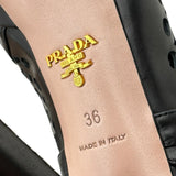プラダ PRADA メッシュレザーヒールサンダル 1AH0ED ブラック レザー レディース サンダル