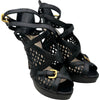 プラダ PRADA メッシュレザーヒールサンダル 1AH0ED ブラック レザー レディース サンダル