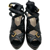 プラダ PRADA メッシュレザーヒールサンダル 1AH0ED ブラック レザー レディース サンダル