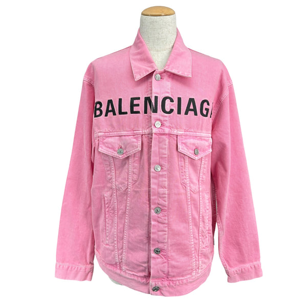 正規品BALENCIAGA ピンクGジャン バレンシアガ BALENCIAGA フロントロゴデニムジャケット 594386 ピンク