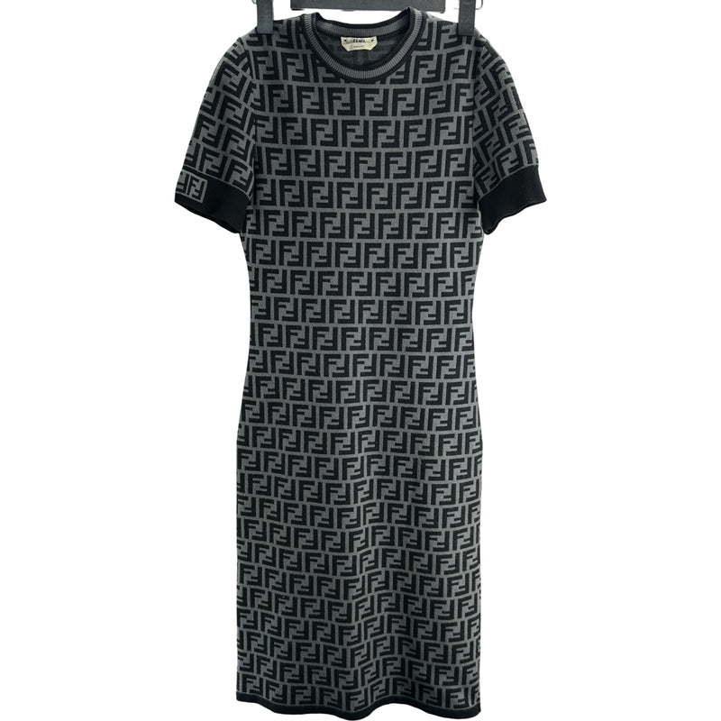 FENDI ニットワンピース フェンディ FENDI FF総柄ニットワンピース FZD753 グレー レーヨン