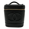 シャネル CHANEL ココマーク バニティケース A01998 6番台 ブラック ゴールド金具 キャビアスキン レディース ハンドバッグ